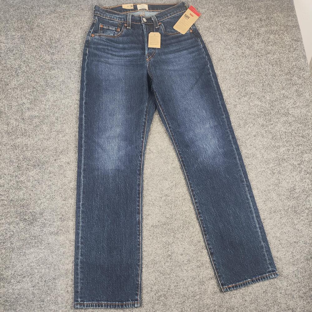 Levis 501 Curve Jeans Womens 27x30 Blue Medium Wash High Rise Straight Denim